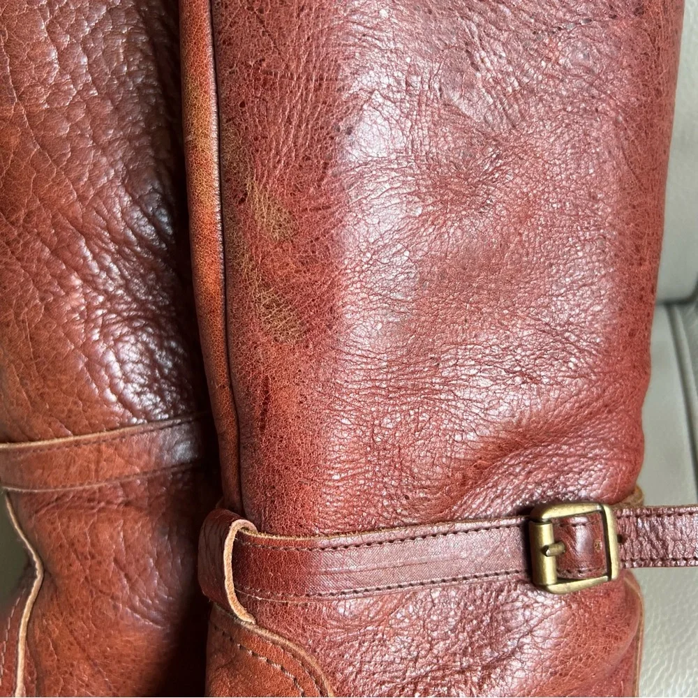 Vintage Frye Riding Boots Sz 7 M Dorado Knee High Redwood Pull On 77563 Spain